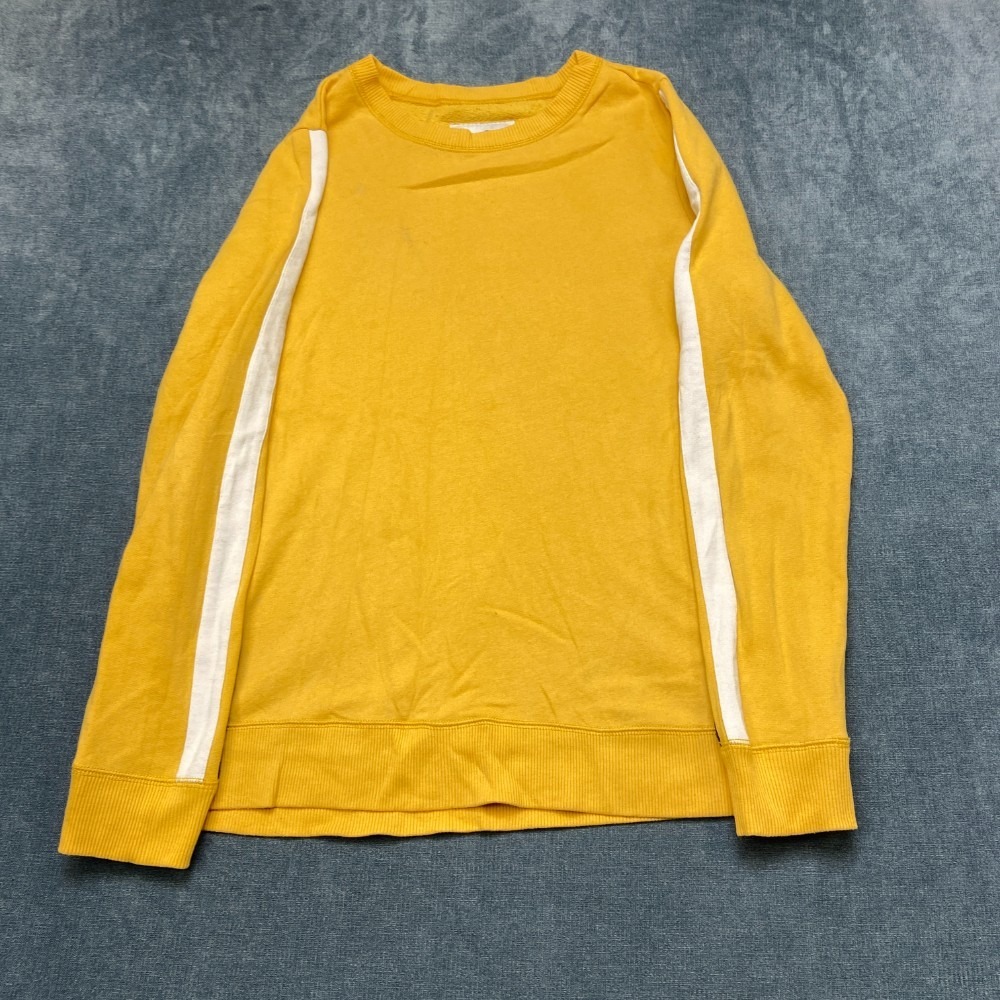 Hollister Sweatshirt Mens Large Yellow Logo Fleece Lined Ribbed Hem Winter Cozy